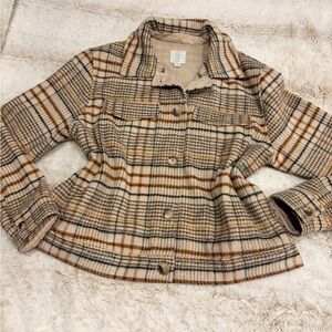 🧥 Joie Tweed Wool Blend Plaid Short Jacket | Academia Quiet Luxury - Size Large